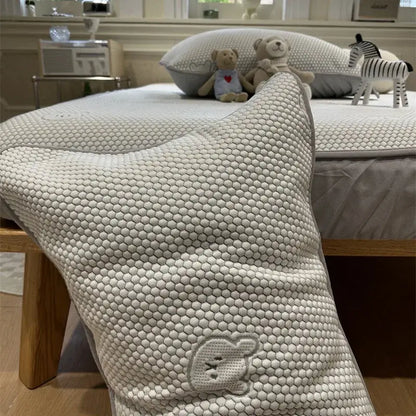 Beige honeycomb bear cooling ice bean sheet set bedroom