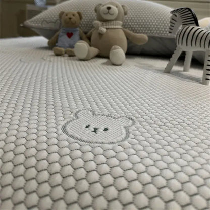 Beige honeycomb bear cooling ice bean sheet set bedroom
