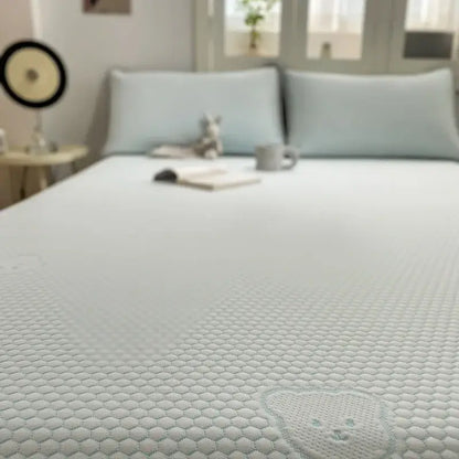 Beige honeycomb bear cooling ice bean sheet set bedroom