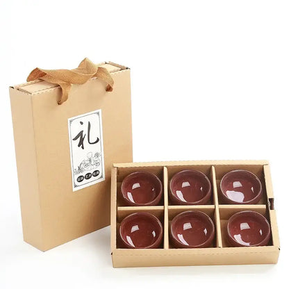 Beige ice cracking ceramic tea cups with gift bags dining room set