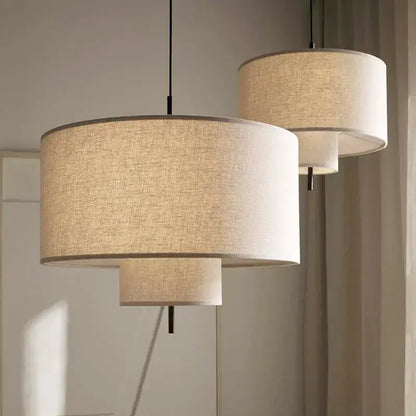 Beige linen bohemia fabric pendel lamp for office or living room