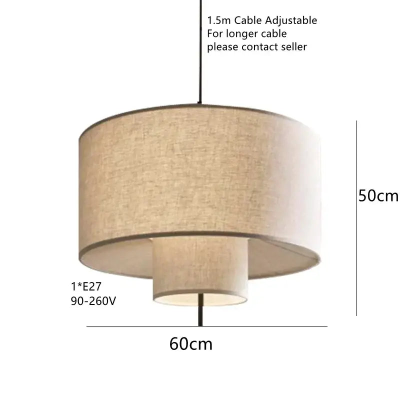 Beige linen bohemia fabric pendel lamp for office or living room