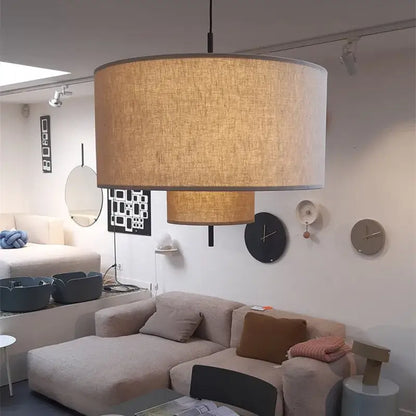 Beige linen bohemia fabric pendel lamp for office or living room