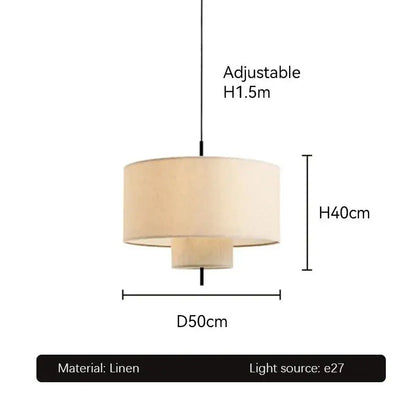 Beige linen handmade fabric chandelier dining room pendant light