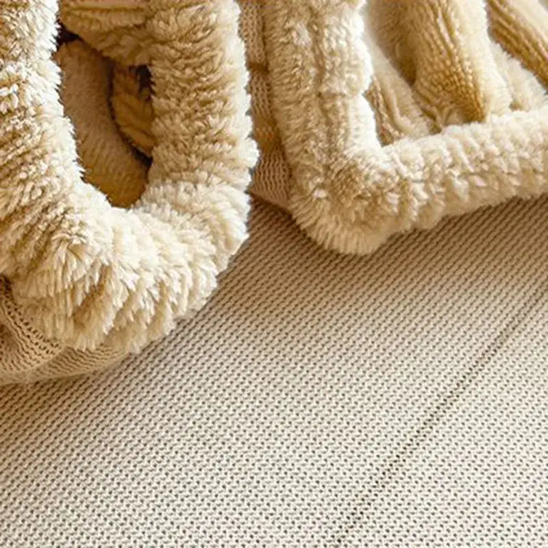 Beige milk velvet fitted sheet bedroom plush mattress topper