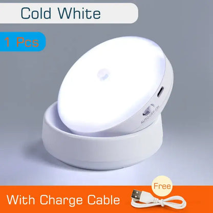 Beige motion sensor rotate night light bedroom wall lamp