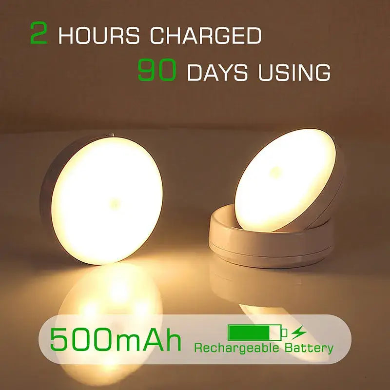 Beige motion sensor rotate night light bedroom wall lamp