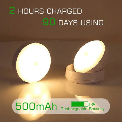 Beige motion sensor rotate night light bedroom wall lamp