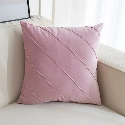 Beige & pink hand pleat embroidered cushions living room velvet pillow