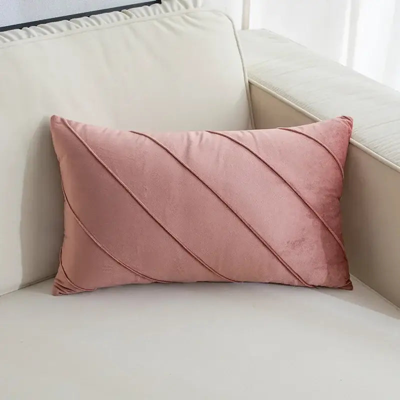 Beige & pink hand pleat embroidered cushions living room velvet pillow