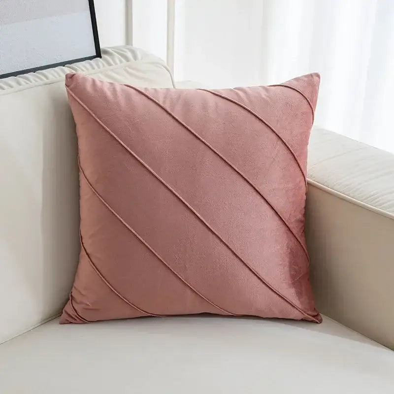 Beige & pink hand pleat embroidered cushions living room velvet pillow