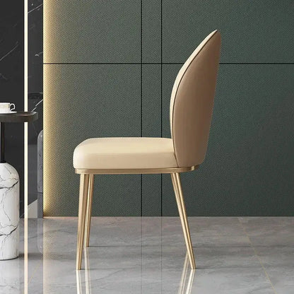 Beige pleated upholstered dining set with gold legs dining room