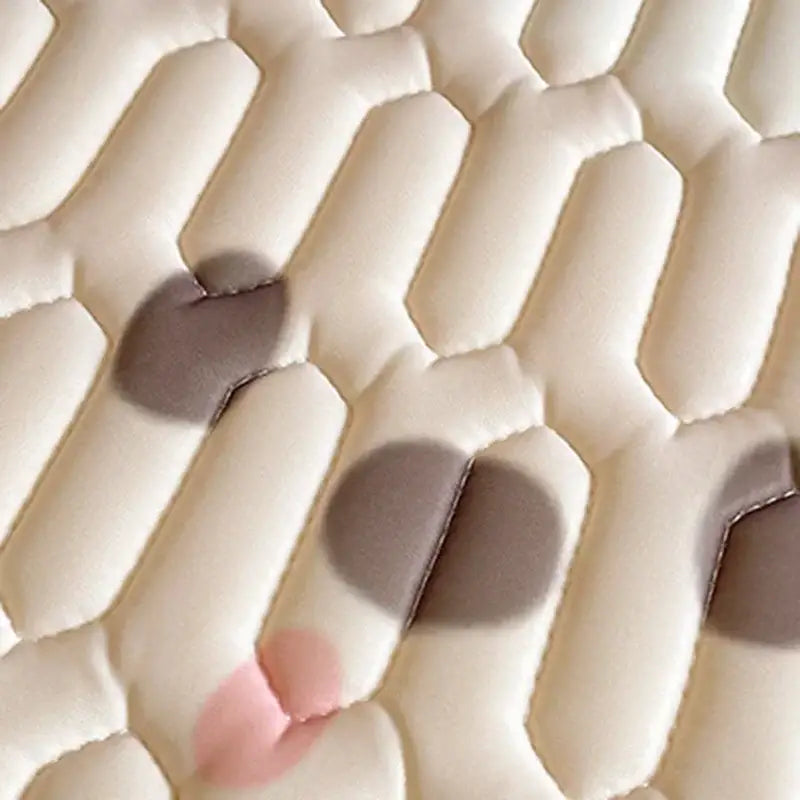 Beige & red cartoon pattern latex mattress bedroom quilted bed sheets