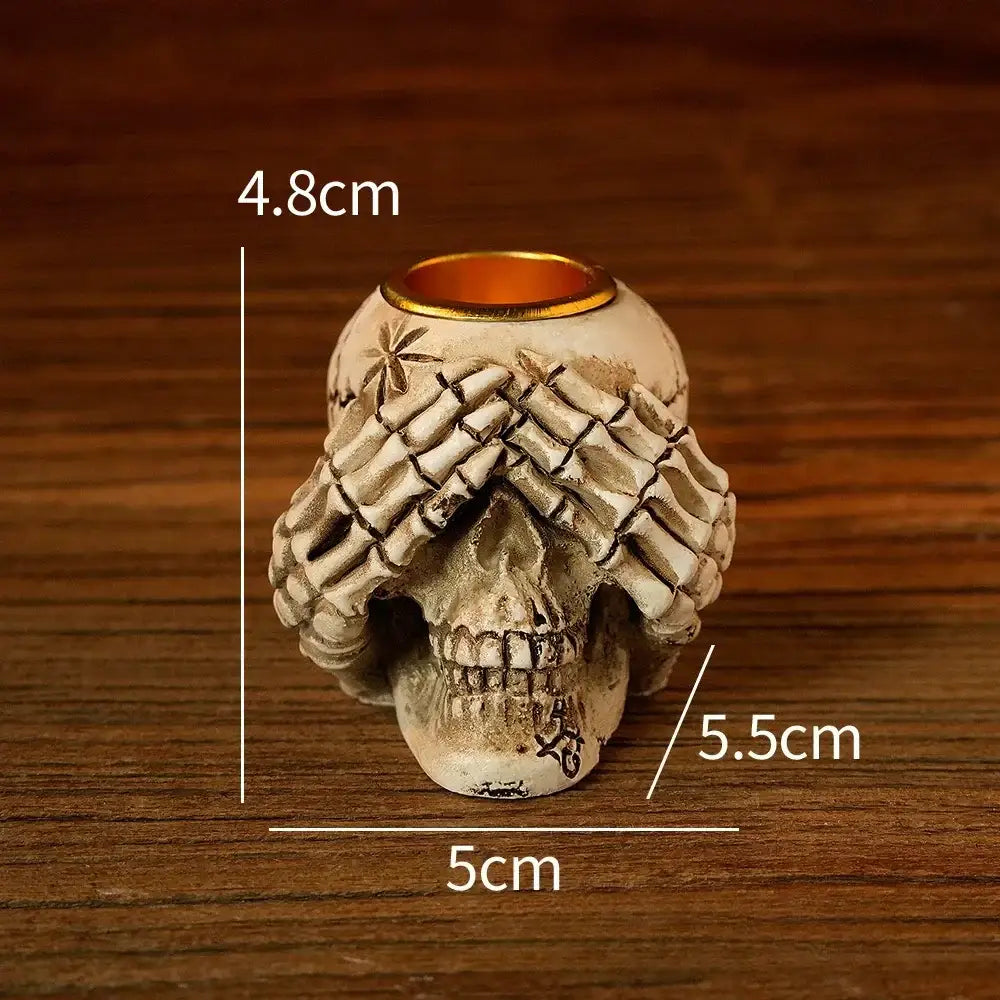 Beige resin bone skeleton candlestick holder set dining room decor