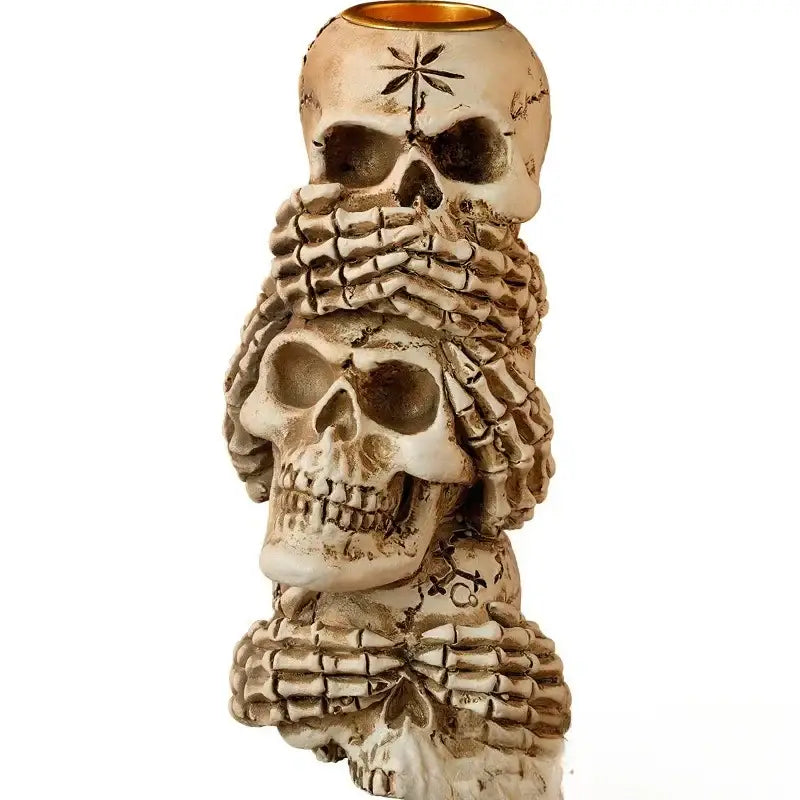 Beige resin bone skeleton candlestick holder set dining room decor