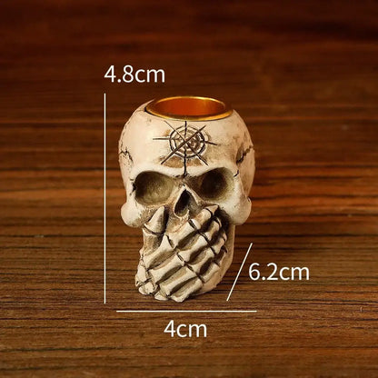 Beige resin bone skeleton candlestick holder set dining room decor