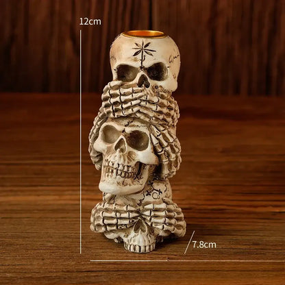 Beige resin bone skeleton candlestick holder set dining room decor