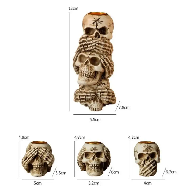 Beige resin bone skeleton candlestick holder set dining room decor
