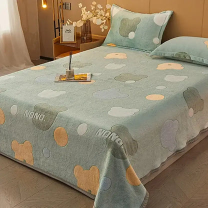 Beige space astronaut cartoon flannel blanket bedroom sofa cover