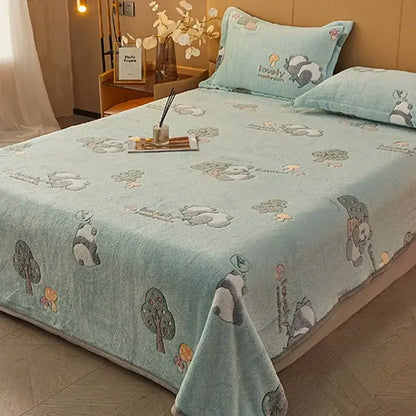 Beige space astronaut cartoon flannel blanket bedroom sofa cover