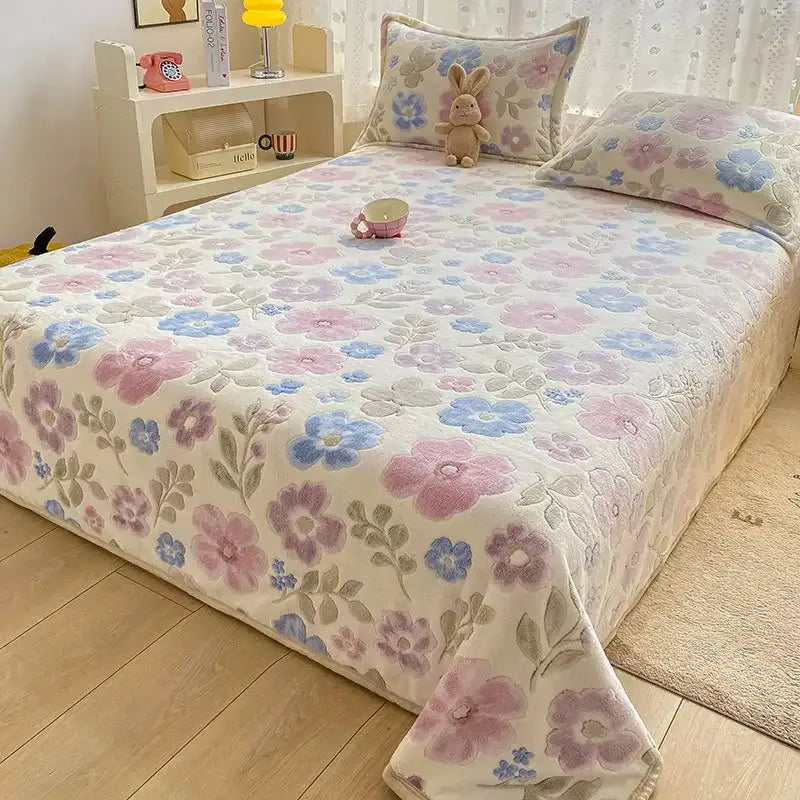 Beige space astronaut cartoon flannel blanket bedroom sofa cover