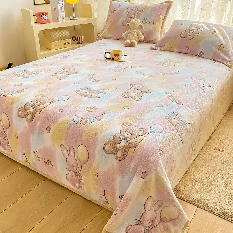 Beige space astronaut cartoon flannel blanket bedroom sofa cover