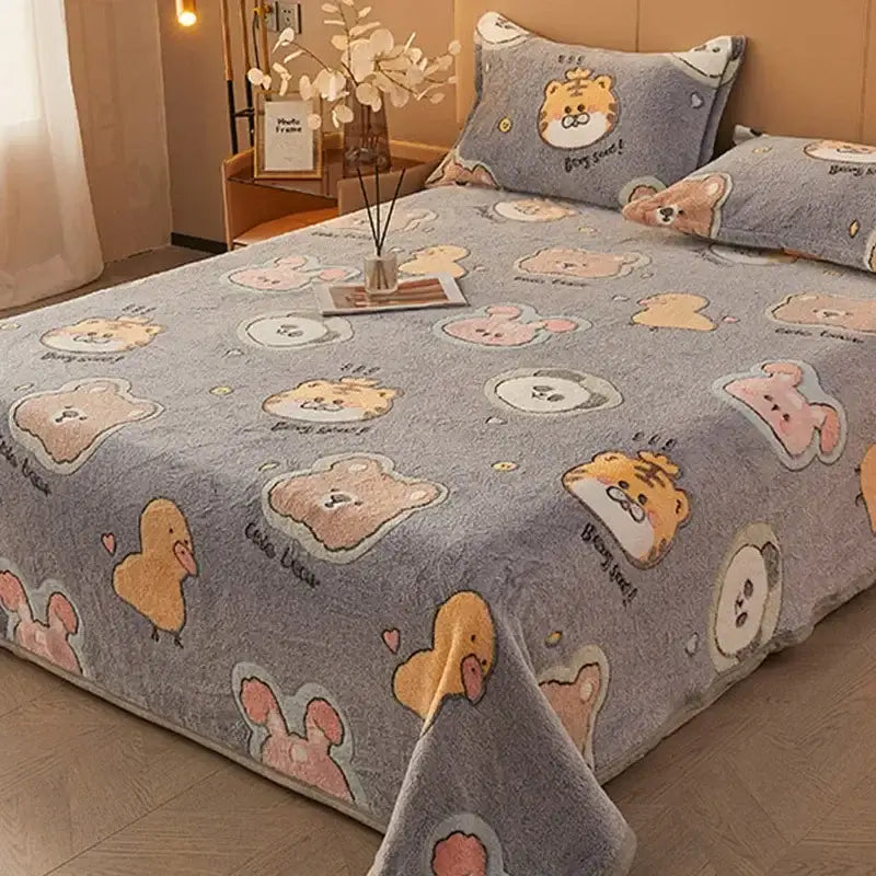 Beige space astronaut cartoon flannel blanket bedroom sofa cover