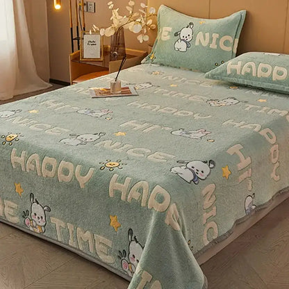 Beige space astronaut cartoon flannel blanket bedroom sofa cover