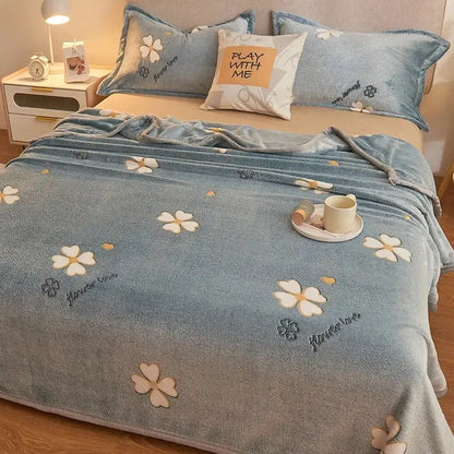 Beige space astronaut cartoon flannel blanket bedroom sofa cover