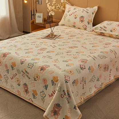 Beige space astronaut cartoon flannel blanket bedroom sofa cover