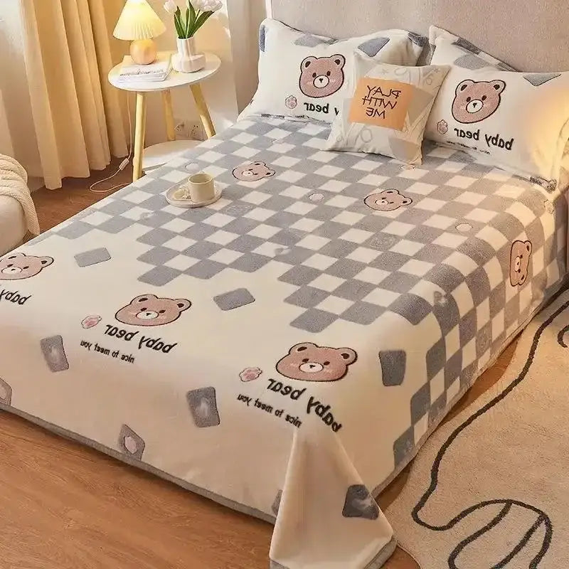 Beige space astronaut cartoon flannel blanket bedroom sofa cover