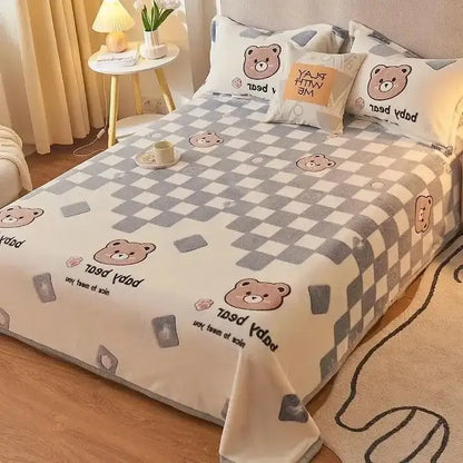 Beige space astronaut cartoon flannel blanket bedroom sofa cover