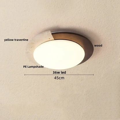 Beige speckled stone led ceiling light bedroom oval pe shade