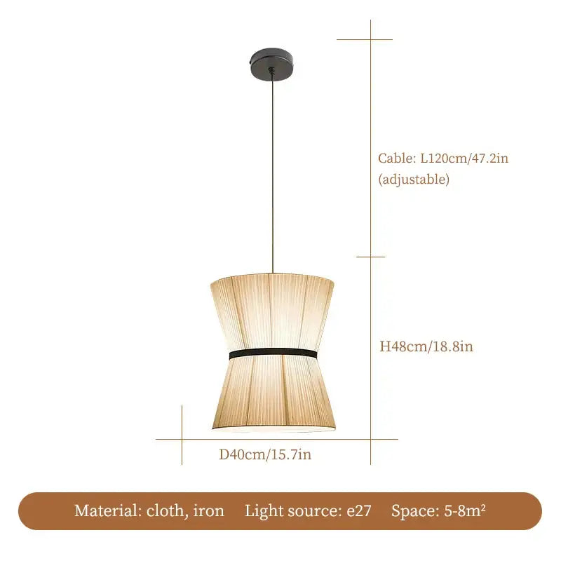 Beige tapered cocoon cloth chandelier kitchen pendant light