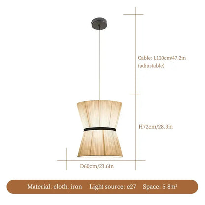 Beige tapered cocoon cloth chandelier kitchen pendant light