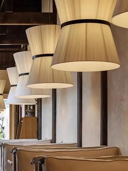 Beige tapered cocoon cloth chandelier kitchen pendant light