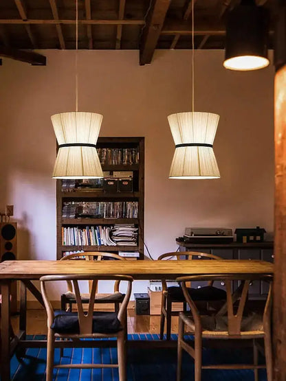 Beige tapered cocoon cloth chandelier kitchen pendant light