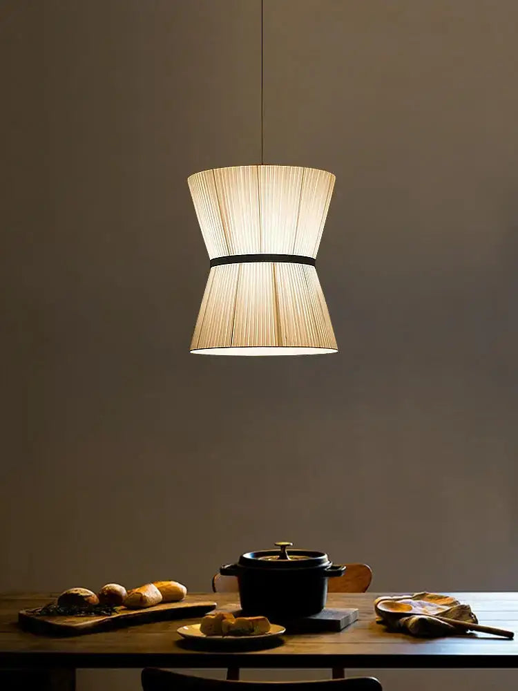 Beige tapered cocoon cloth chandelier kitchen pendant light