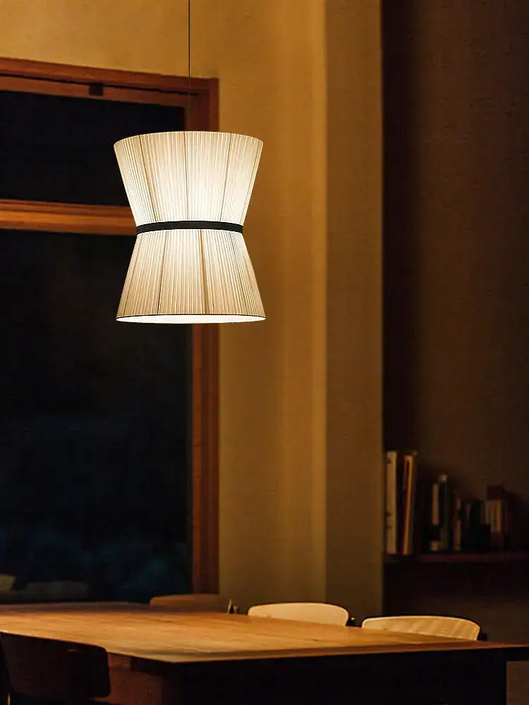 Beige tapered cocoon cloth chandelier kitchen pendant light