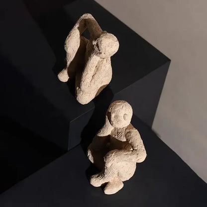 Beige textured abstract resin figurine sculpture living room decor