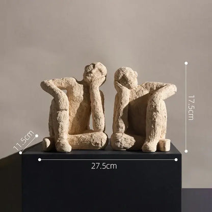 Beige textured abstract resin figurine sculpture living room decor
