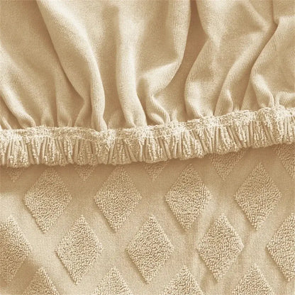 Beige textured jacquard elastic seat covers dining room chair decor