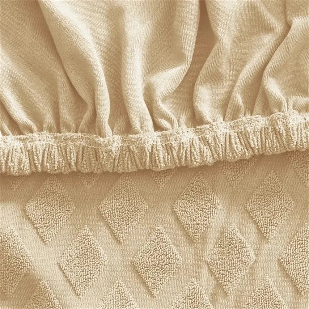 Beige textured jacquard elastic seat covers dining room chair decor