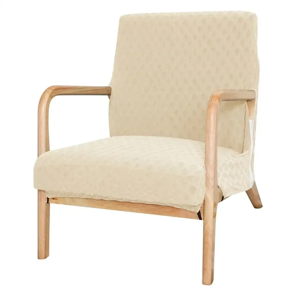 Beige textured jacquard elastic seat covers dining room chair decor