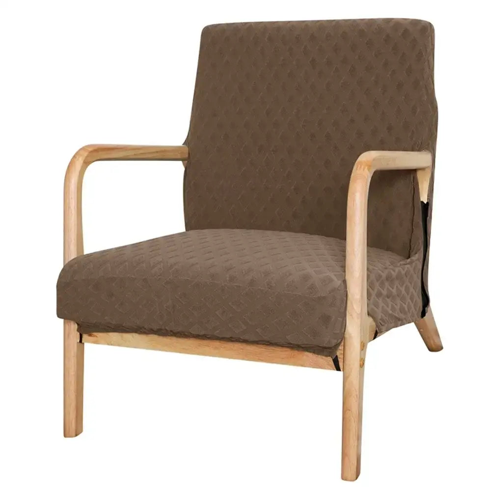 Beige textured jacquard elastic seat covers dining room chair decor