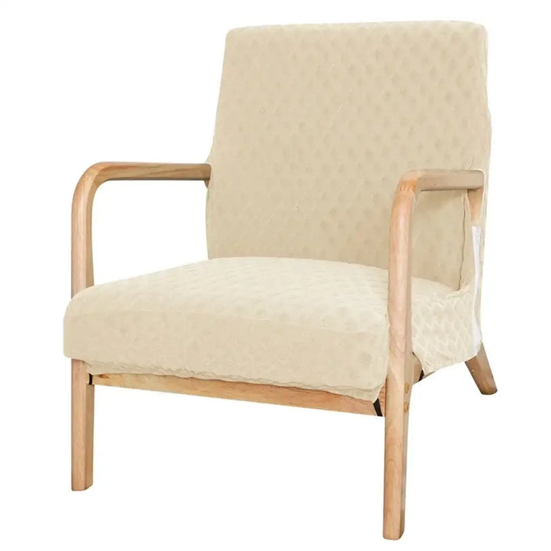 Beige textured jacquard elastic seat covers dining room chair decor