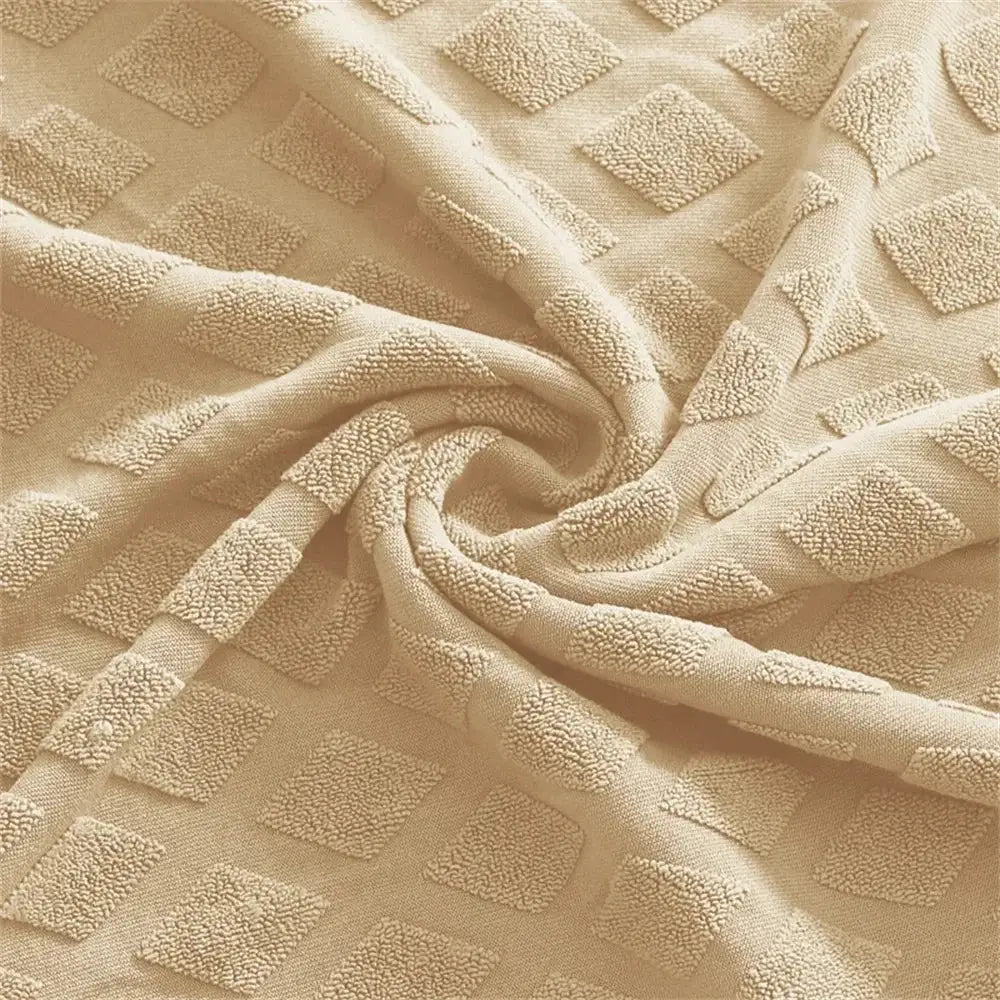 Beige textured jacquard elastic seat covers dining room chair decor