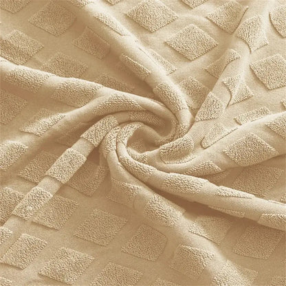 Beige textured jacquard elastic seat covers dining room chair decor