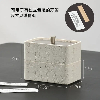Beige textured natural stone double decker jewelry organizer bathroom