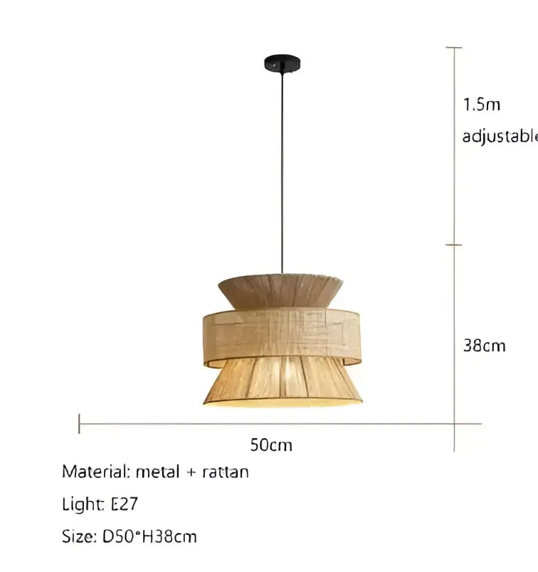 Beige tiered handmade hemp rope pendant light dining room